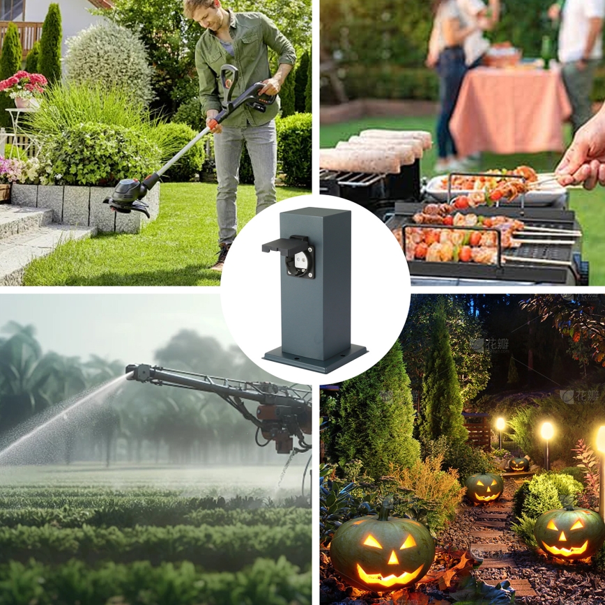 Brilagi - Outdoor-Steckdosensäule PILLAR 1Z SCHUKO 230V IP44 anthrazit