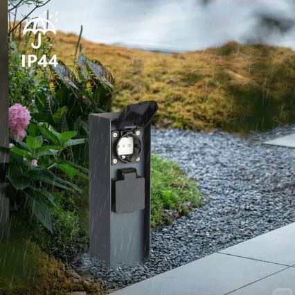 Brilagi - Outdoor-Steckdosensäule PILLAR 2Z SCHUKO 230V IP44 anthrazit