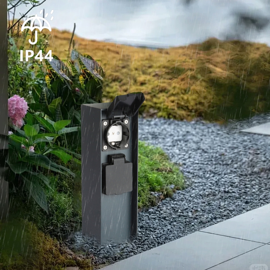 Brilagi - Outdoor-Steckdosensäule PILLAR 2Z SCHUKO 230V IP44 anthrazit