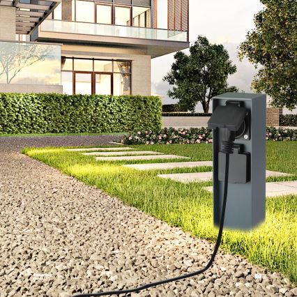 Brilagi - Outdoor-Steckdosensäule PILLAR 2Z SCHUKO 230V IP44 anthrazit