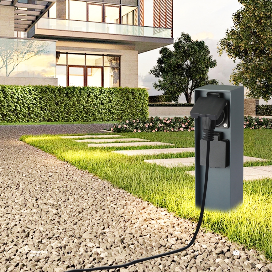 Brilagi - Outdoor-Steckdosensäule PILLAR 2Z SCHUKO 230V IP44 anthrazit