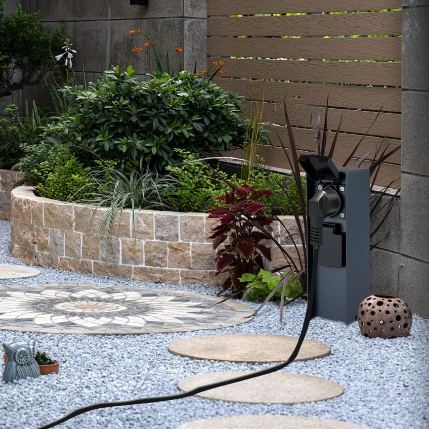 BRILAGI - Outdoor-Steckdosensäule PILLAR 2Z SCHUKO 230V IP44 anthrazit