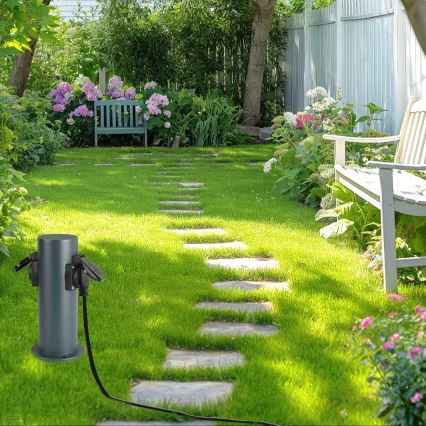 Brilagi - Outdoor-Steckdosensäule PILLAR 2Z SCHUKO 230V IP44 anthrazit