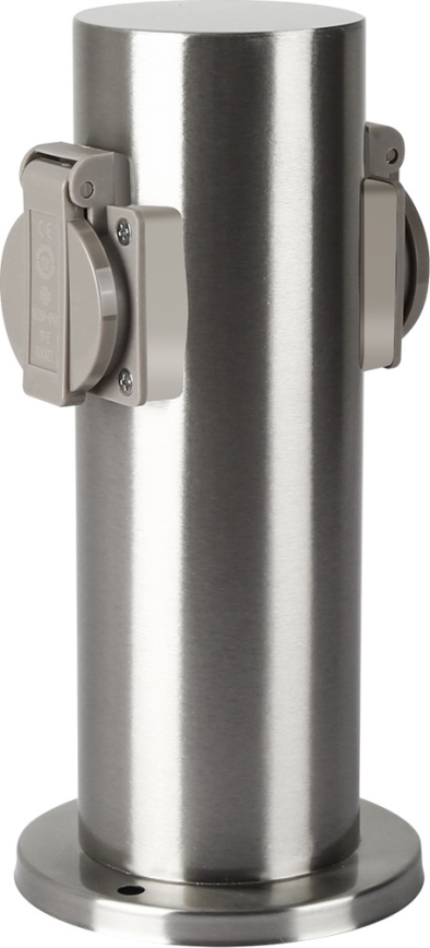 Brilagi - Outdoor-Steckdosensäule PILLAR 2Z SCHUKO 230V IP44 matt Chrom