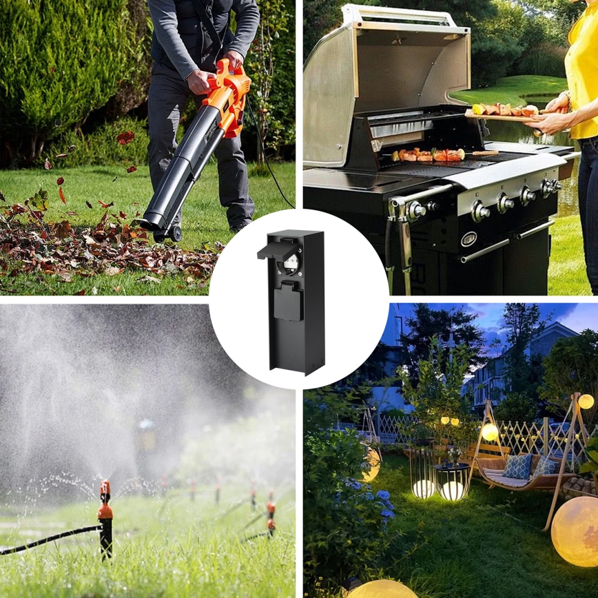 Brilagi - Outdoor-Steckdosensäule PILLAR 2Z SCHUKO 230V IP44 schwarz