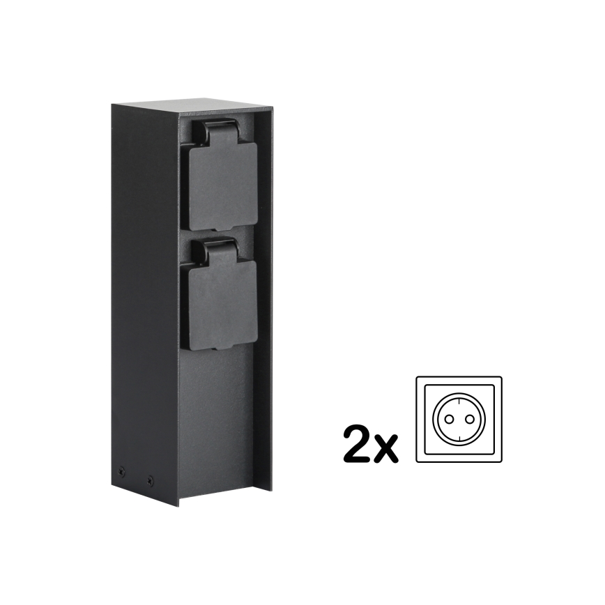 Brilagi - Outdoor-Steckdosensäule PILLAR 2Z SCHUKO 230V IP44 schwarz