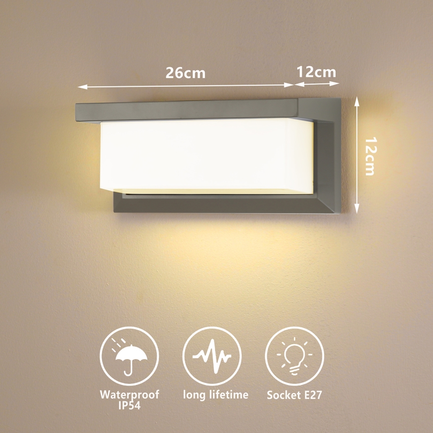 Brilagi - Outdoor-Wandleuchte BRICKY 1xE27/60W/230V grau IP54