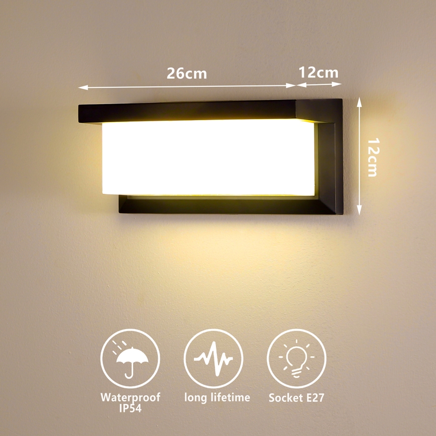Brilagi - Outdoor-Wandleuchte BRICKY 1xE27/60W/230V schwarz IP54