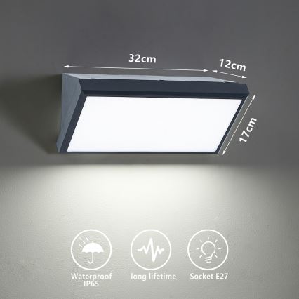 Brilagi - Outdoor-Wandleuchte TRIANGLE 1xE27/60W/230V anthrazit IP65