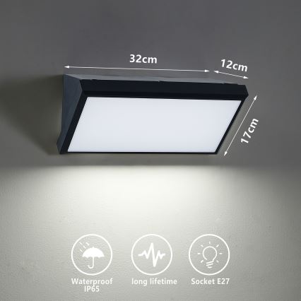 Brilagi - Outdoor-Wandleuchte TRIANGLE 1xE27/60W/230V schwarz IP65
