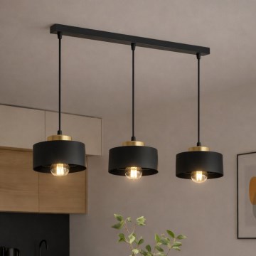 Brilagi - Pendelleuchte am Kabel 3xE27/60W/230V schwarz/gold