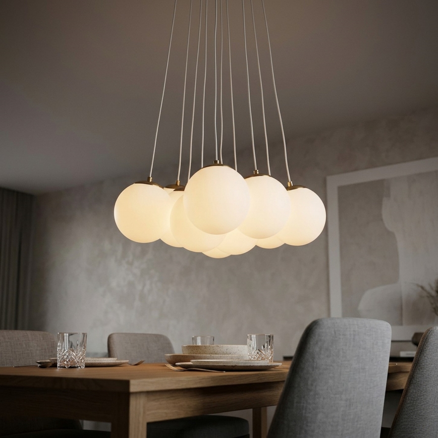 Brilagi - Pendelleuchte am Kabel GLOBE 10xE14/15W/230V weiß