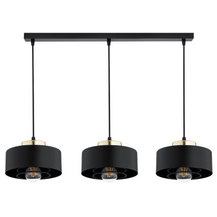 Brilagi - Pendelleuchte am Kabel SPRING 3xE27/60W/230V schwarz/gold
