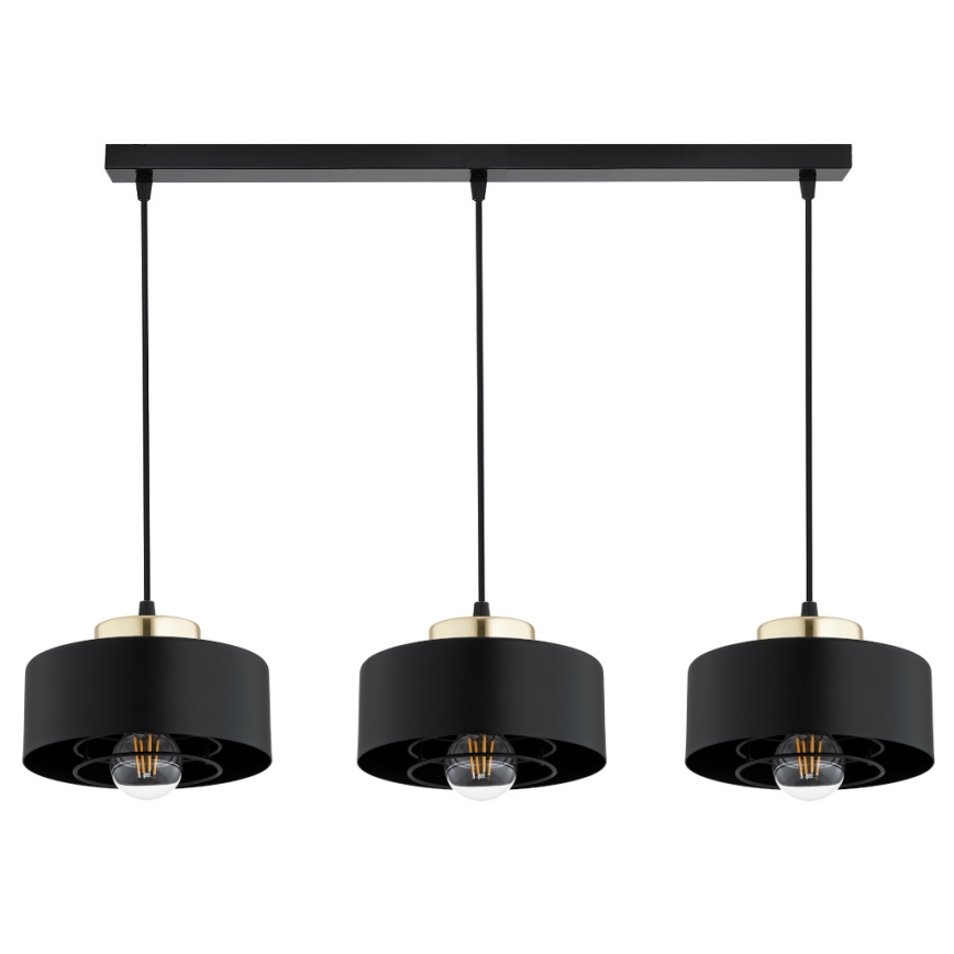 Brilagi - Pendelleuchte am Kabel SPRING 3xE27/60W/230V schwarz/gold