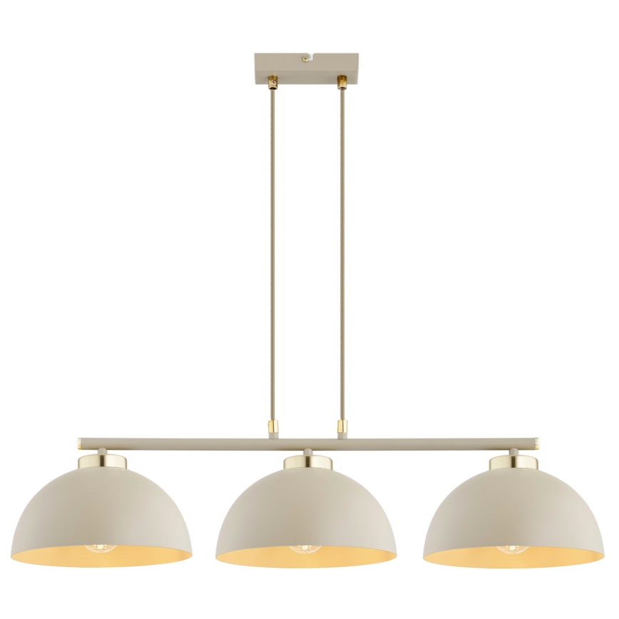 Brilagi - Pendelleuchte an Drahtseil 3xE27/60W/230V Beige/Gold