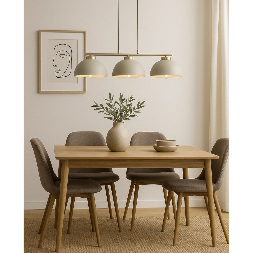 Brilagi - Pendelleuchte an Drahtseil 3xE27/60W/230V Beige/Gold