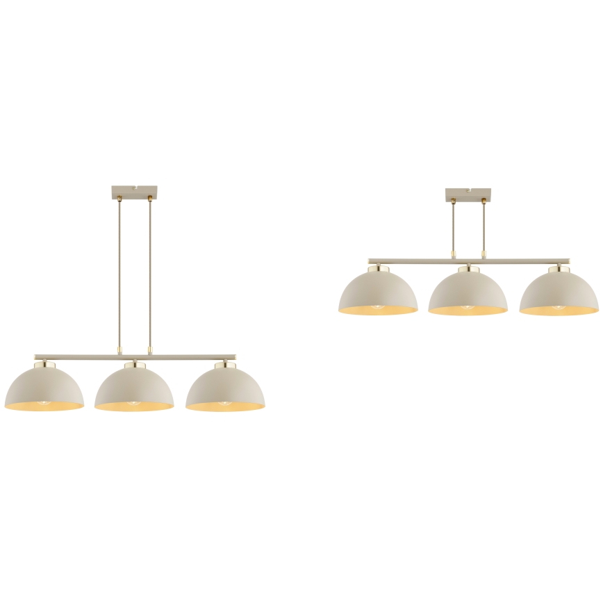 Brilagi - Pendelleuchte an Drahtseil MOON 3xE27/60W/230V Beige/Gold