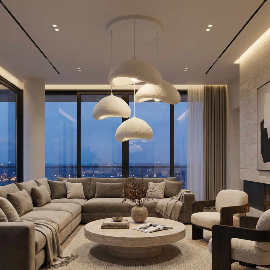 Brilagi - Pendelleuchte an Drahtseil WABI SABI 4xE27/40W/230V Ø 90 cm weiß