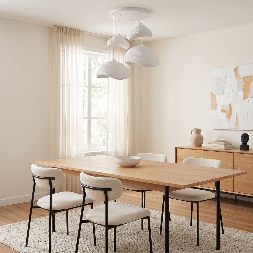 Brilagi - Pendelleuchte an Drahtseil WABI SABI 4xE27/40W/230V Ø 90 cm weiß