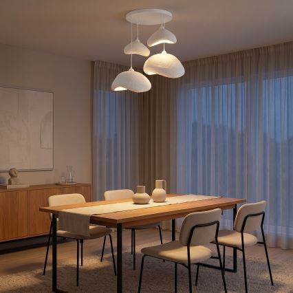 Brilagi - Pendelleuchte an Drahtseil WABI SABI 4xE27/40W/230V Ø 90 cm weiß