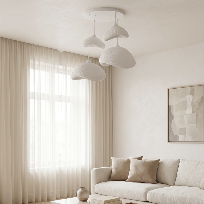 Brilagi - Pendelleuchte an Drahtseil WABI SABI 4xE27/40W/230V Ø 90 cm weiß