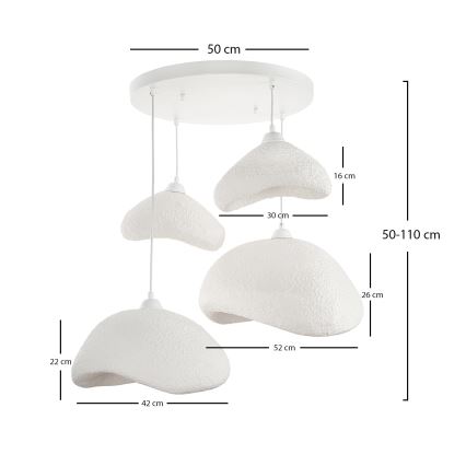 Brilagi - Pendelleuchte an Drahtseil WABI SABI 4xE27/40W/230V Ø 90 cm weiß