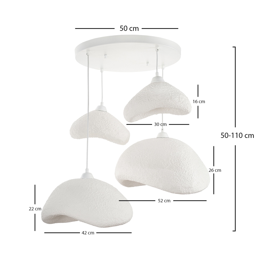 Brilagi - Pendelleuchte an Drahtseil WABI SABI 4xE27/40W/230V Ø 90 cm weiß