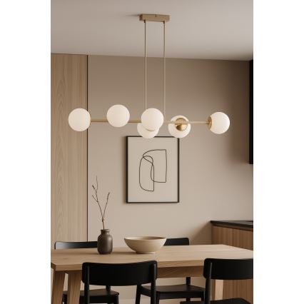 Brilagi - Pendelleuchte an Kabel 6xE27/60W/230V beige/gold