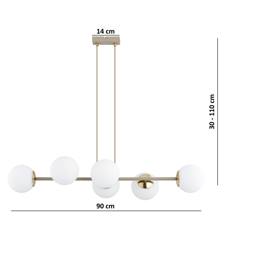 Brilagi - Pendelleuchte an Kabel 6xE27/60W/230V beige/gold