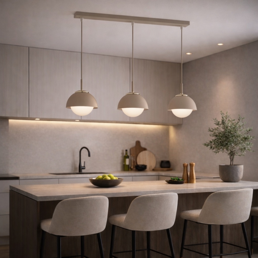 BRILAGI - Pendelleuchte an Kabel COSMO 3xE27/60W/230V beige/gold