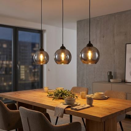 Brilagi - Pendelleuchte an Kabel DIOR 1xE27/60W/230V schwarz/rauchgrau