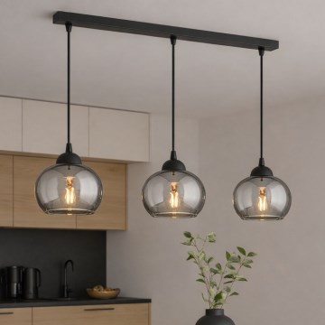 Brilagi - Pendelleuchte an Kabel DIOR 3xE27/60W/230V schwarz/rauchgrau