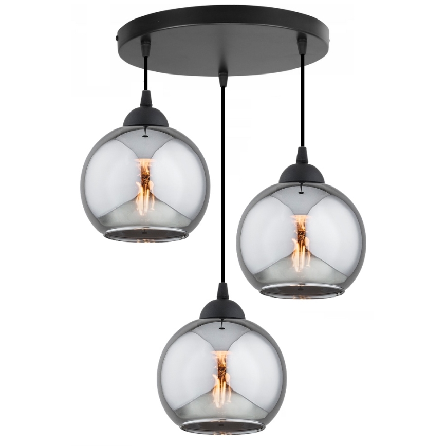 Brilagi - Pendelleuchte an Kabel DIOR 3xE27/60W/230V schwarz/rauchgrau