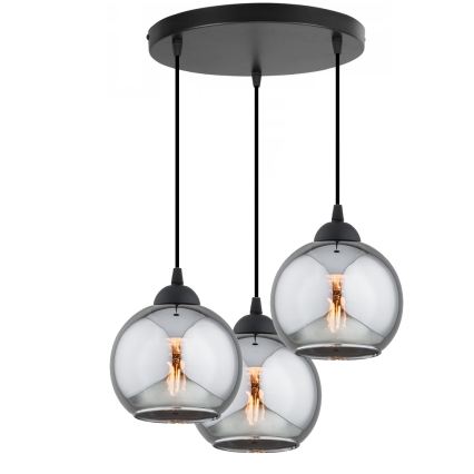 Brilagi - Pendelleuchte an Kabel DIOR 3xE27/60W/230V schwarz/rauchgrau