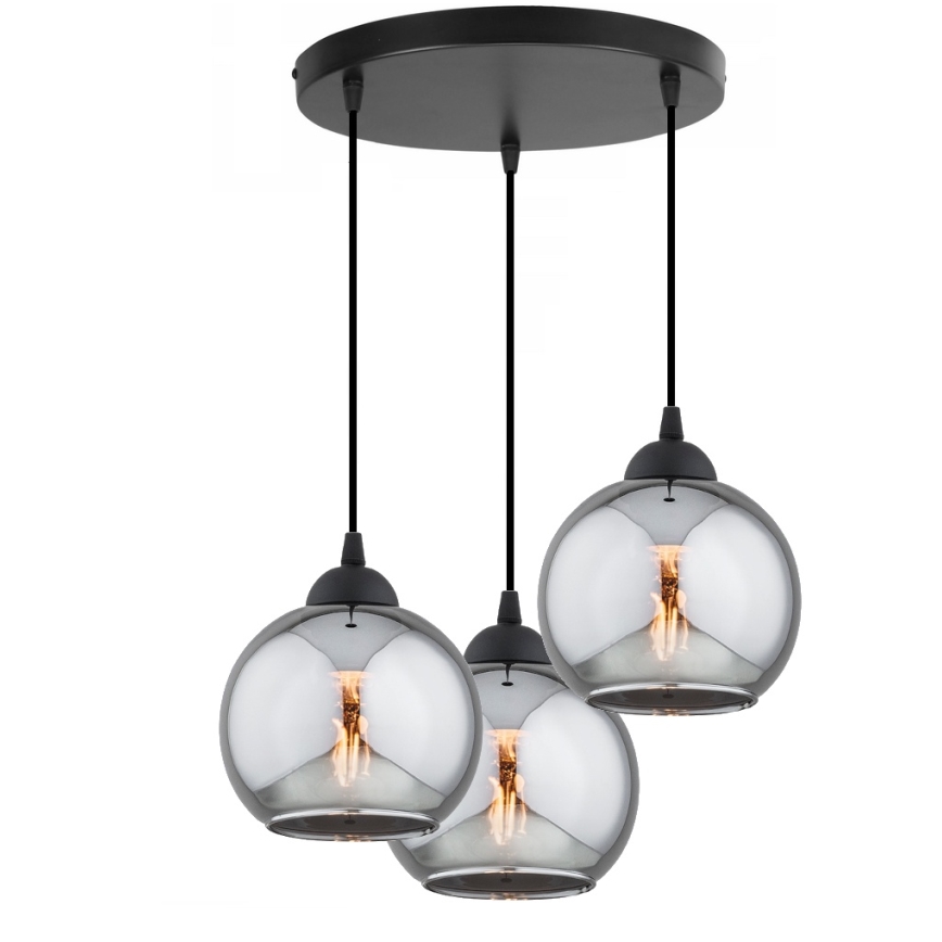 Brilagi - Pendelleuchte an Kabel DIOR 3xE27/60W/230V schwarz/rauchgrau