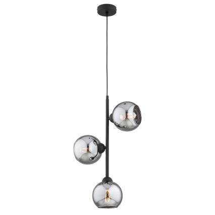 Brilagi - Pendelleuchte an Kabel DIOR 3xE27/60W/230V schwarz/rauchgrau