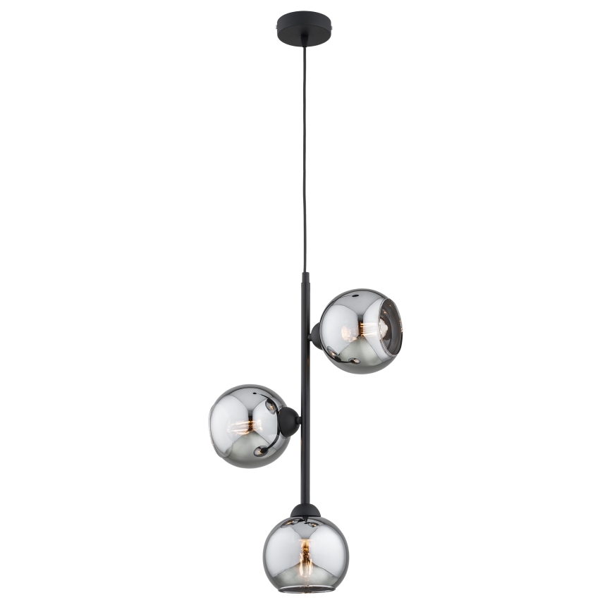 Brilagi - Pendelleuchte an Kabel DIOR 3xE27/60W/230V schwarz/rauchgrau