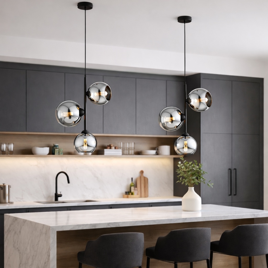 Brilagi - Pendelleuchte an Kabel DIOR 3xE27/60W/230V schwarz/rauchgrau