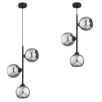 Brilagi - Pendelleuchte an Kabel DIOR 3xE27/60W/230V schwarz/rauchgrau