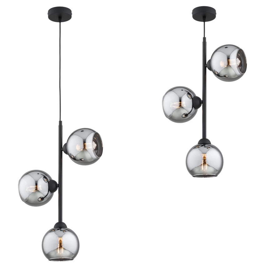 Brilagi - Pendelleuchte an Kabel DIOR 3xE27/60W/230V schwarz/rauchgrau