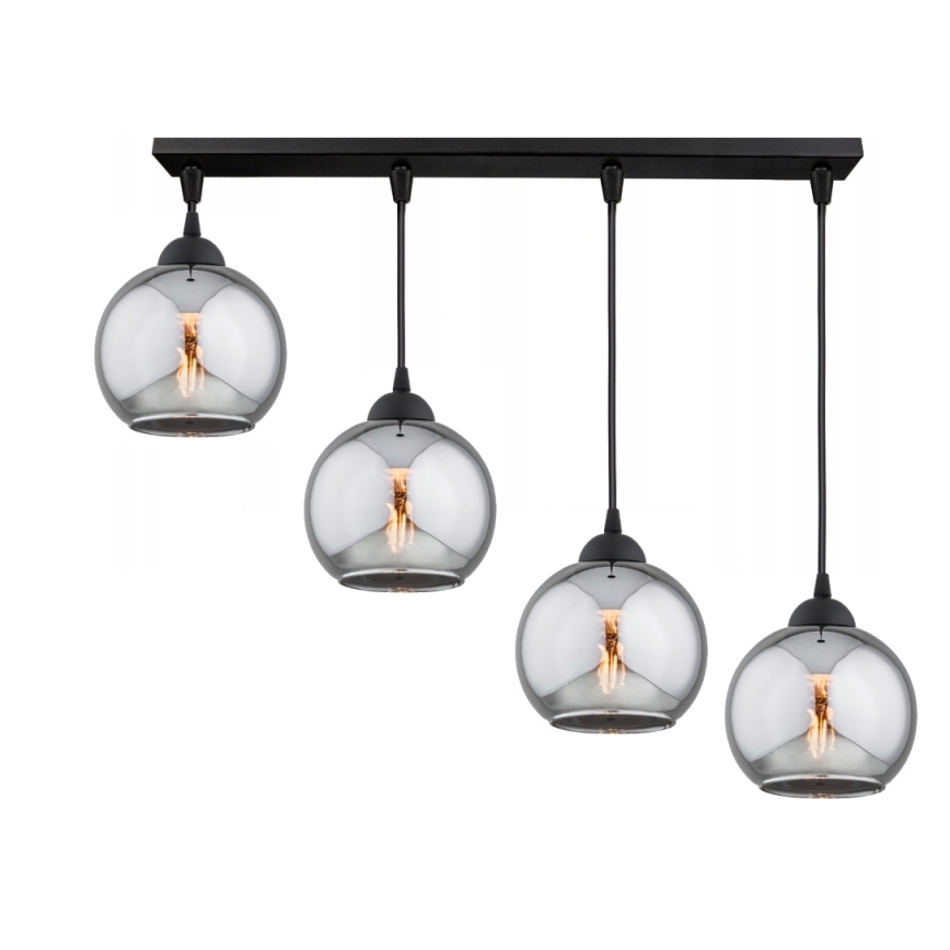 Brilagi - Pendelleuchte an Kabel DIOR 4xE27/60W/230V schwarz/rauchgrau