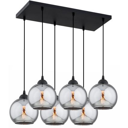 Brilagi - Pendelleuchte an Kabel DIOR 6xE27/60W/230V schwarz/rauchgrau