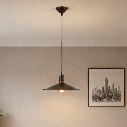 BRILAGI - Pendelleuchte an Kabel FORGE 1xE27/60W/230V Ø 36 cm Patina/Kupfer