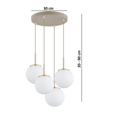 Brilagi - Pendelleuchte an Kabel MILO ECRU 4xE27/60W/230V beige/gold