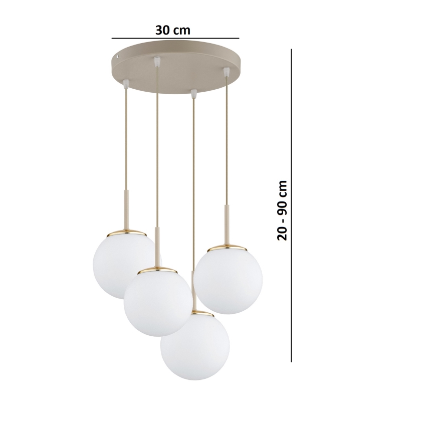 Brilagi - Pendelleuchte an Kabel MILO ECRU 4xE27/60W/230V beige/gold
