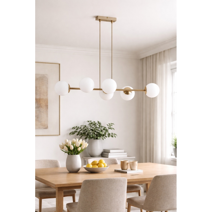 Brilagi - Pendelleuchte an Kabel MILO ECRU 6xE27/60W/230V beige/gold