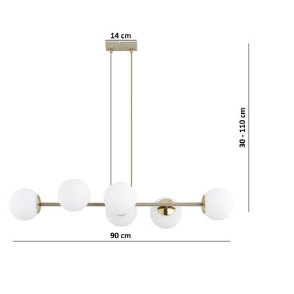 Brilagi - Pendelleuchte an Kabel MILO ECRU 6xE27/60W/230V beige/gold