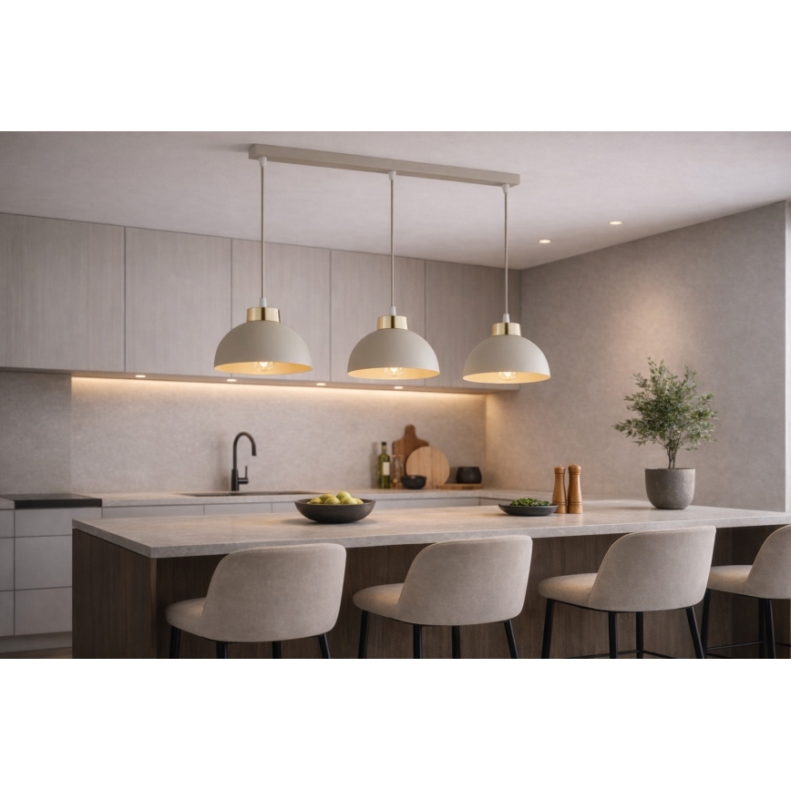 Brilagi - Pendelleuchte an Kabel MOON 3xE27/60W/230V beige/gold