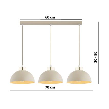 Brilagi - Pendelleuchte an Kabel MOON 3xE27/60W/230V beige/gold
