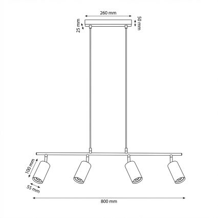 Brilagi - Pendelleuchte an Kabel SELE 4xGU10/30W/230V weiß